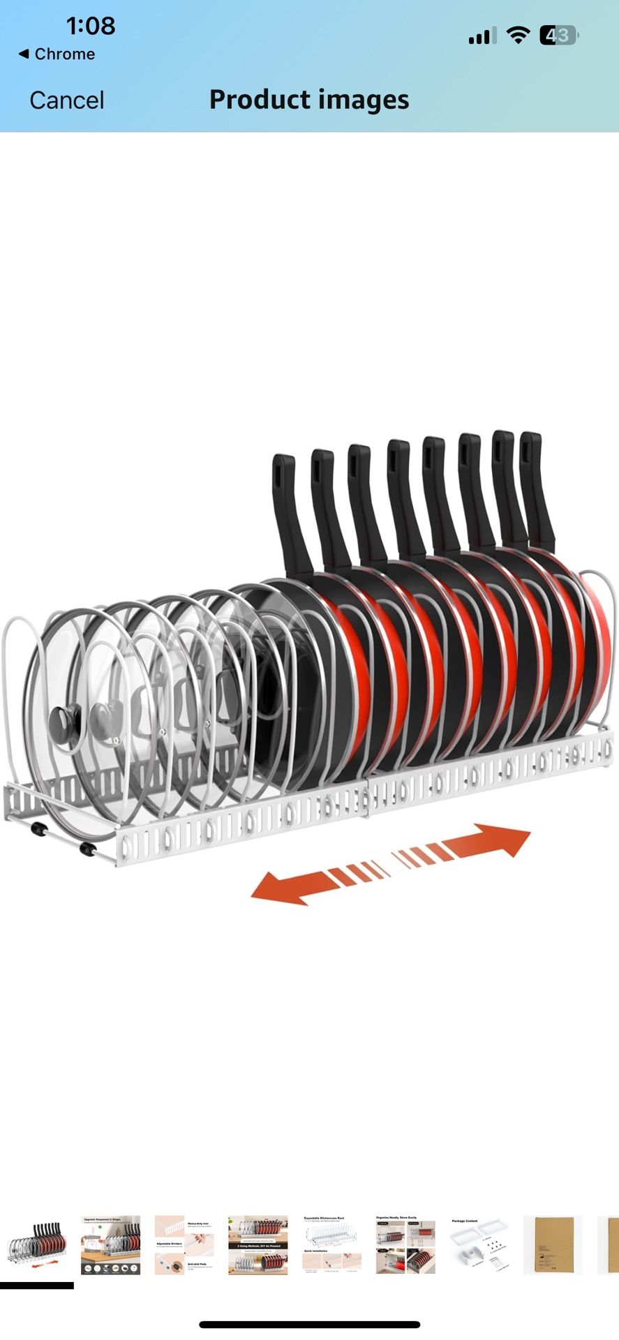 Pot and Pan Organizer Rack for Cabinet, Upgraded Expandable Pot Lid Organizer with 14 Adjustable Dividers, Pan Holder Storage Rack for Kitchen Cabinet