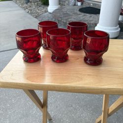 Vintage Viking Glass Red Georgian Honeycomb 4" Tumbler 8 oz. Lowball Glass