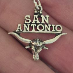 Vtg.Sterling Silver " SAN ANTONIO " STEER BULL PENDANT