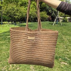 original Burberry Woven Straw raffia grass Tote Bag Brown for Women 