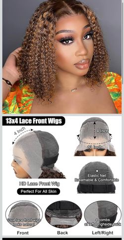 🔥Brand new🔥 Curly Bob Wig Human Hair 200 Density 13x4 HD Lace Front Deep Wave Wigs for Black Women 4/27# Glueless Colored Pre Plucked Deep Wave Wet 