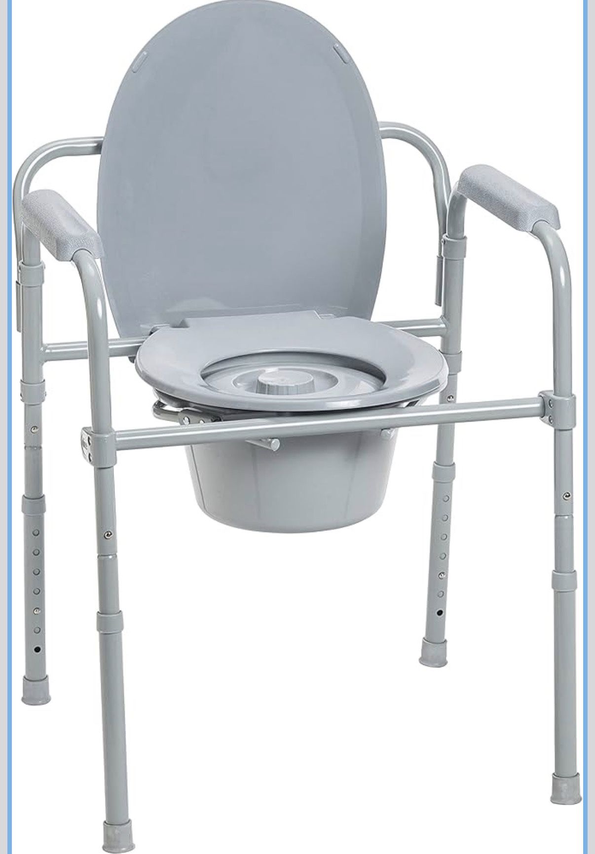 Folding Steel Bedside Commode Chair, Portable Toilet