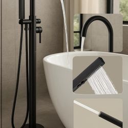 Brand New In The Box- KES Freestanding Bathtub Faucet with 2 Function Handshower (Shower & Sprayer), High Flow 2-Min Fill Floor Mount Tub Filler, Rein