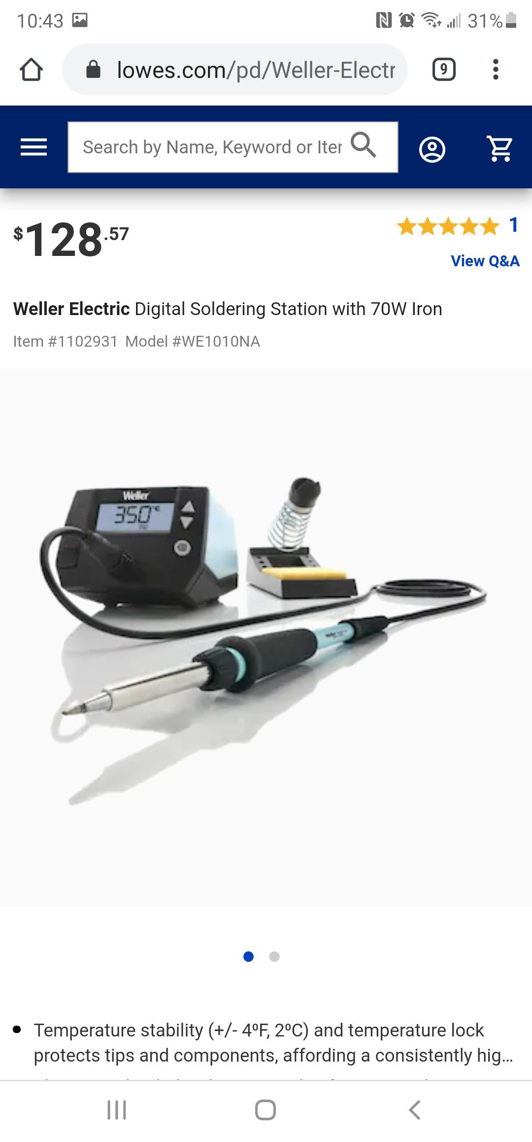 5 Weller Electric Digital Soldering Stations with 70W Iron