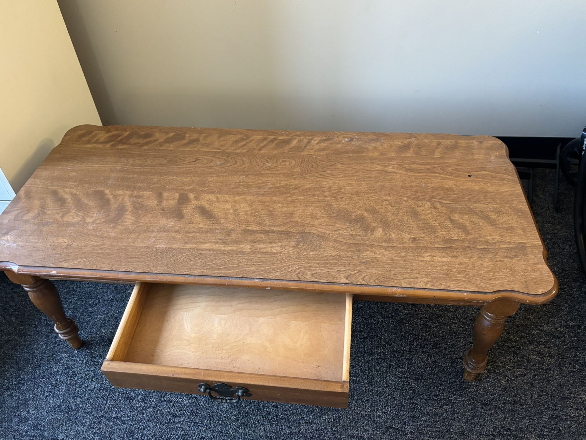 Hardwood Low Profile Coffee Table With Drawer