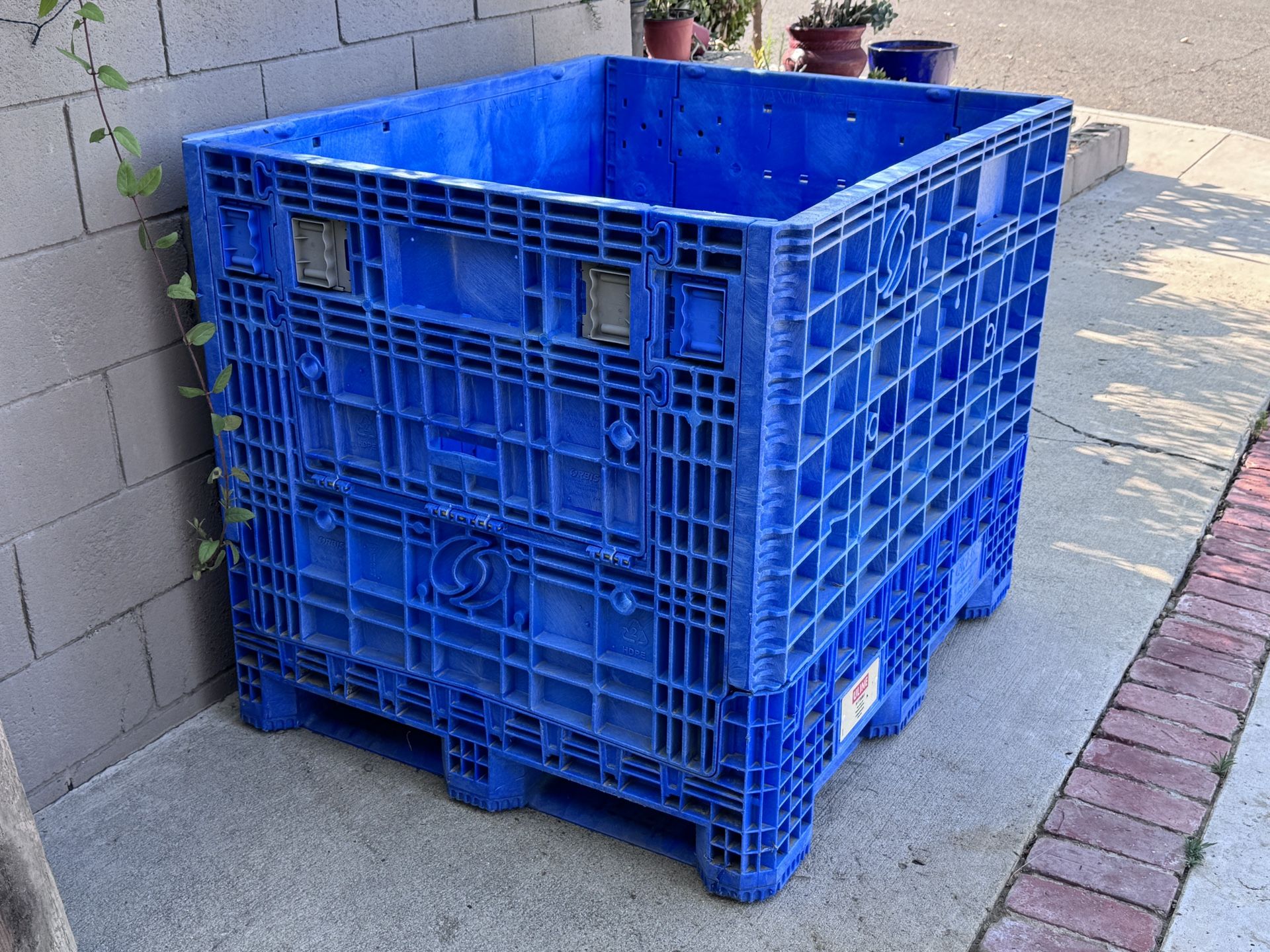 Collapsible Bulk Container - 48 X 40 X 39", 2,000 Lb Capacity, Blue