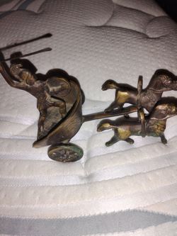 old brass roman greco chariot guy