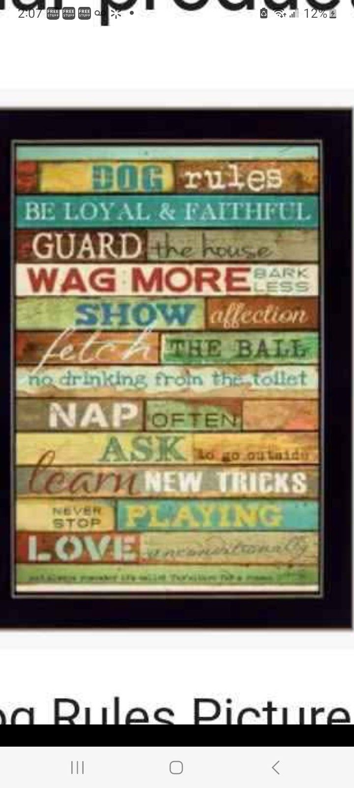 Doggy Rules With Brown Frame