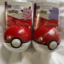 Set Of 2 2023 Pokemon & Mega DITTO And Jigglypuff Poke Ball Character 26 Piece Building Block