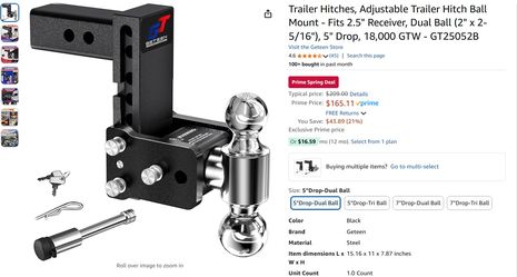 Trailer Hitch ball Mount fits 2.5'' Receiver Dual Ball