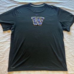 Nike Dri-Fit Washington Huskies Men’s Black Blue Logo T-Shirt Size XL Football