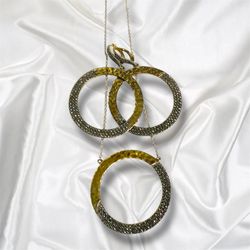 Silver-Gilt Matching Marcasite Necklace & Earrings