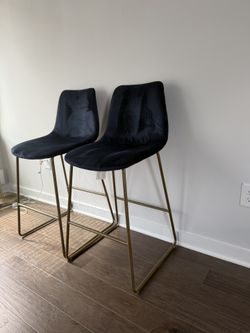 2 Suede Blue Bar Stools
