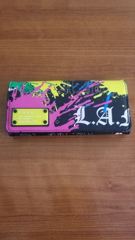 L.A.M.B (Gwen Stefani) Florecent Splattered Wallet Era 2003! Vintage!
