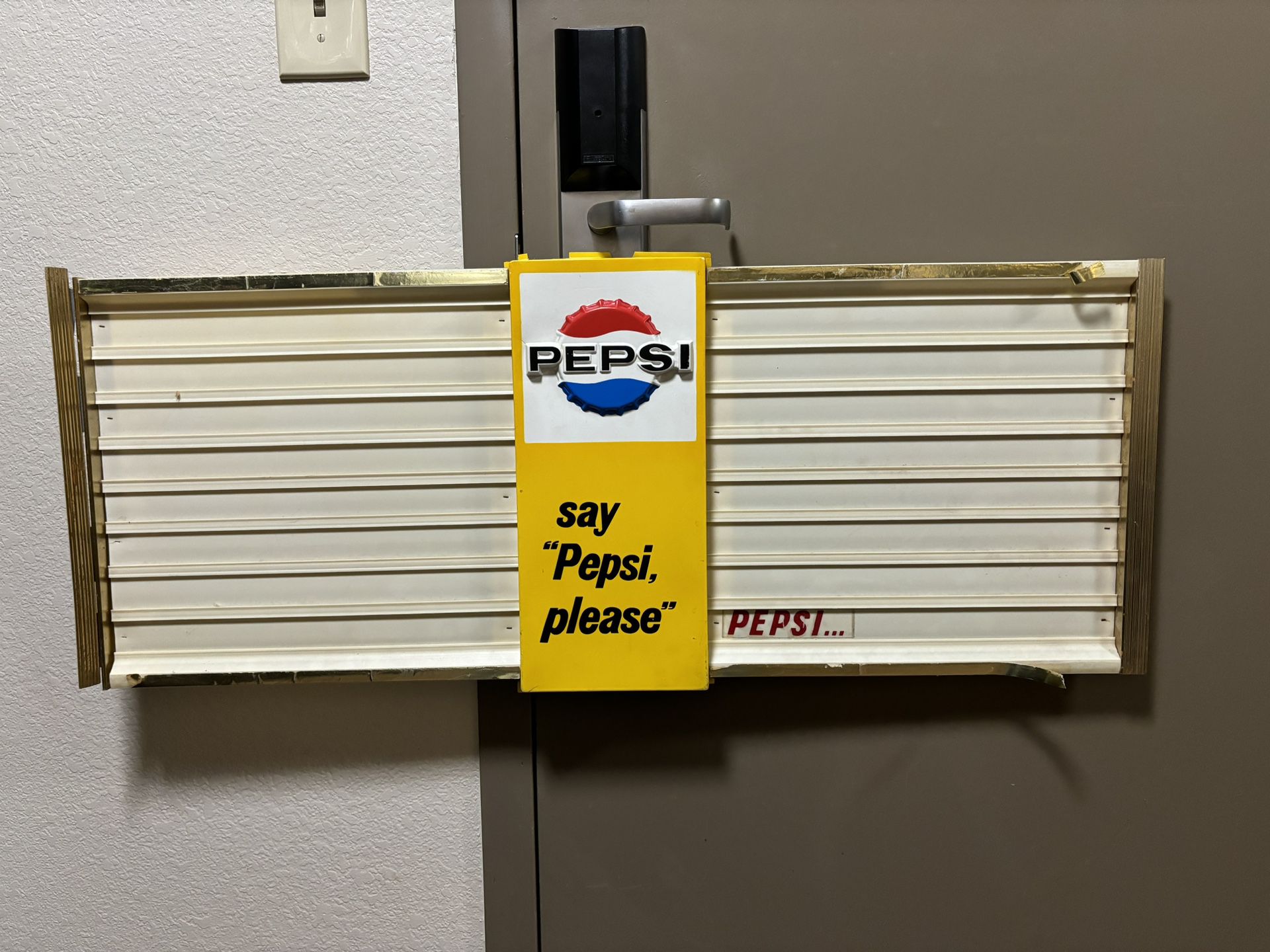 Vintage 1960s “Say Pepsi Please” Concession Stand Sign, Rare Plastic Sign 
