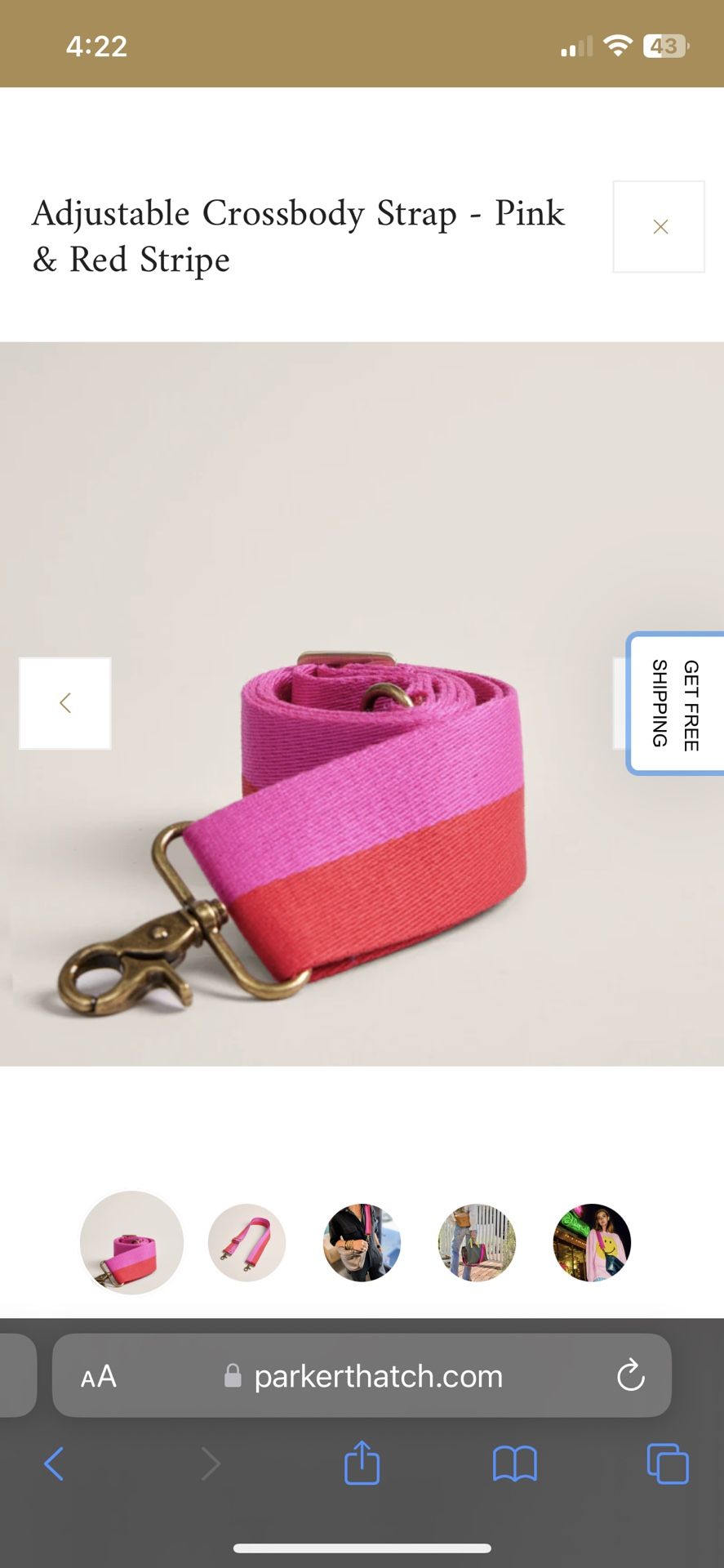 Parker Thatch Crossbody Strap- Pink And Red
