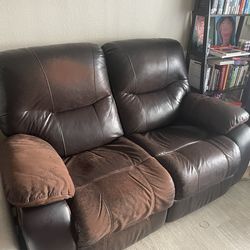 Recliner Couch Loveseat, Leather Ottoman