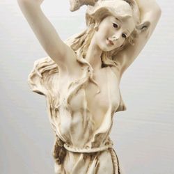 Vintage QH Lighting Statue Summer Lady With Clock 19"