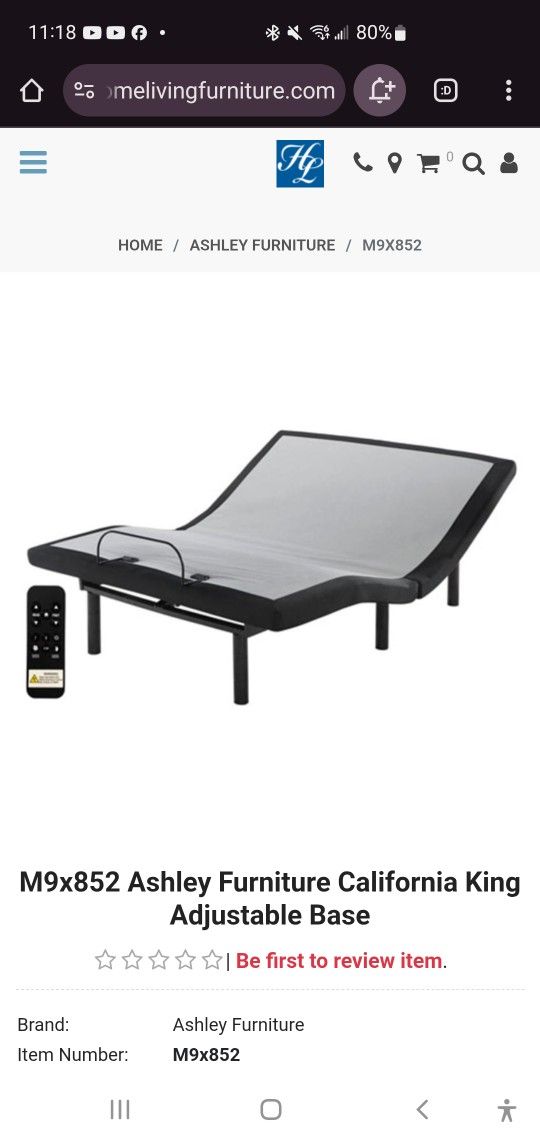 California King adjustable base (Ashley Furniture)