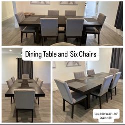 DINING SET- TABLE & 6 CHAIRS 