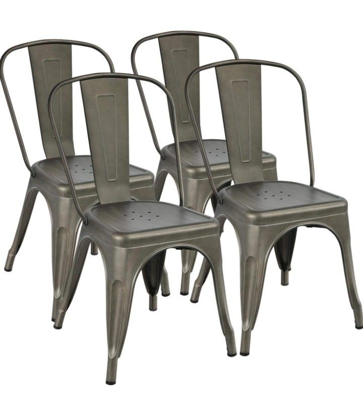 Yaheetech Iron Metal Dining Chairs Stackable.