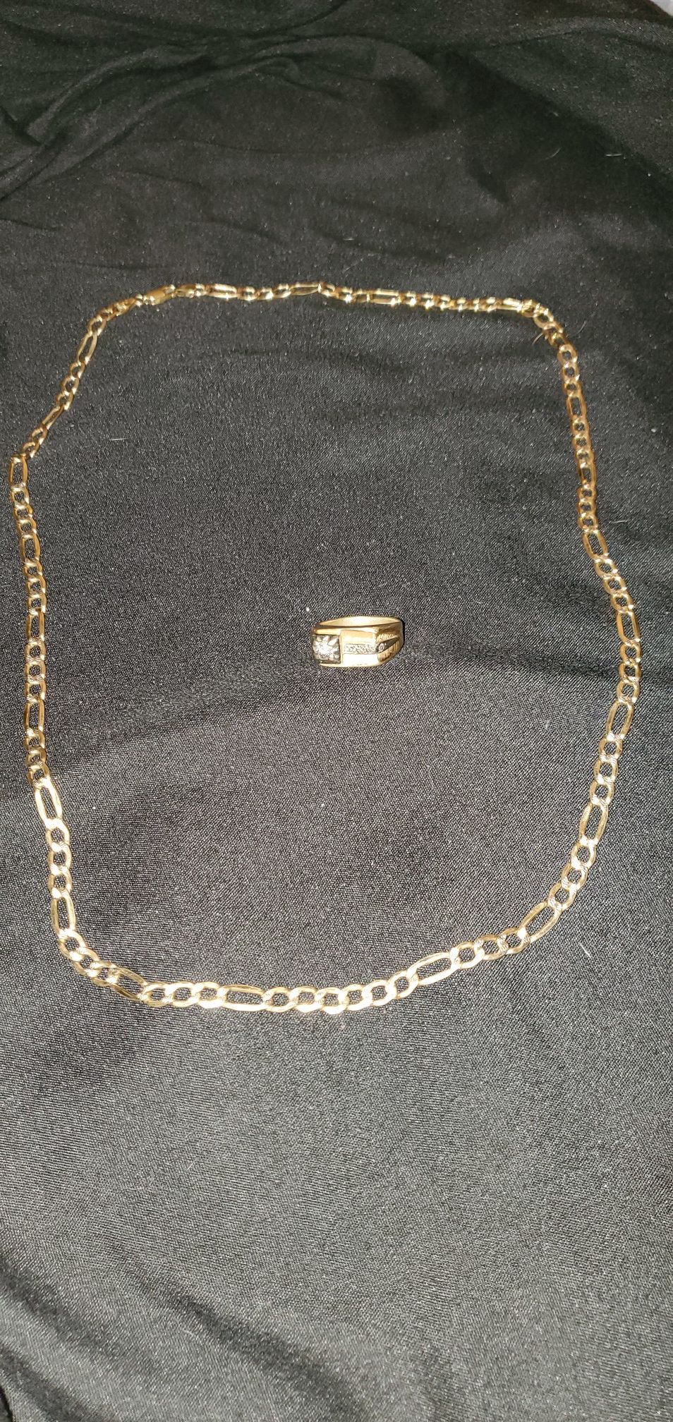 10krt gold chain and pinky ring