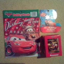 NEW Disney Pixar CARS Christmas Ornament, Puzzle & Sticker Book