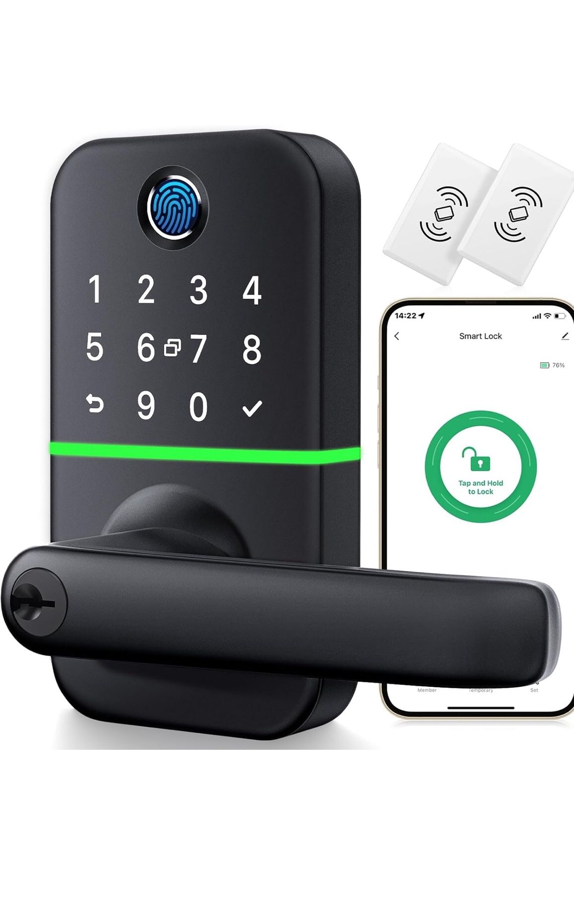 Smart Keyless Fingerprint Keypad Door Lock with Handle