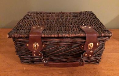 Wicker Picnic Basket with Leather Straps