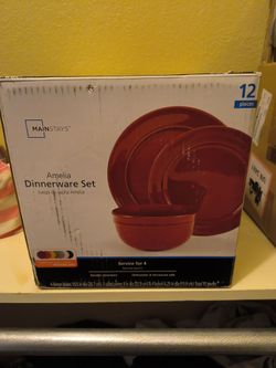 Red dinnerware set 12 pieces