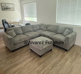 Corduroy Sectional sofa with ottoman