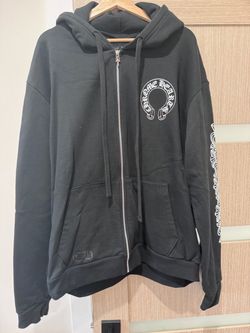 Chrome hearts zip up horseshoe logo sleeve black men’s XL authentic silver zip