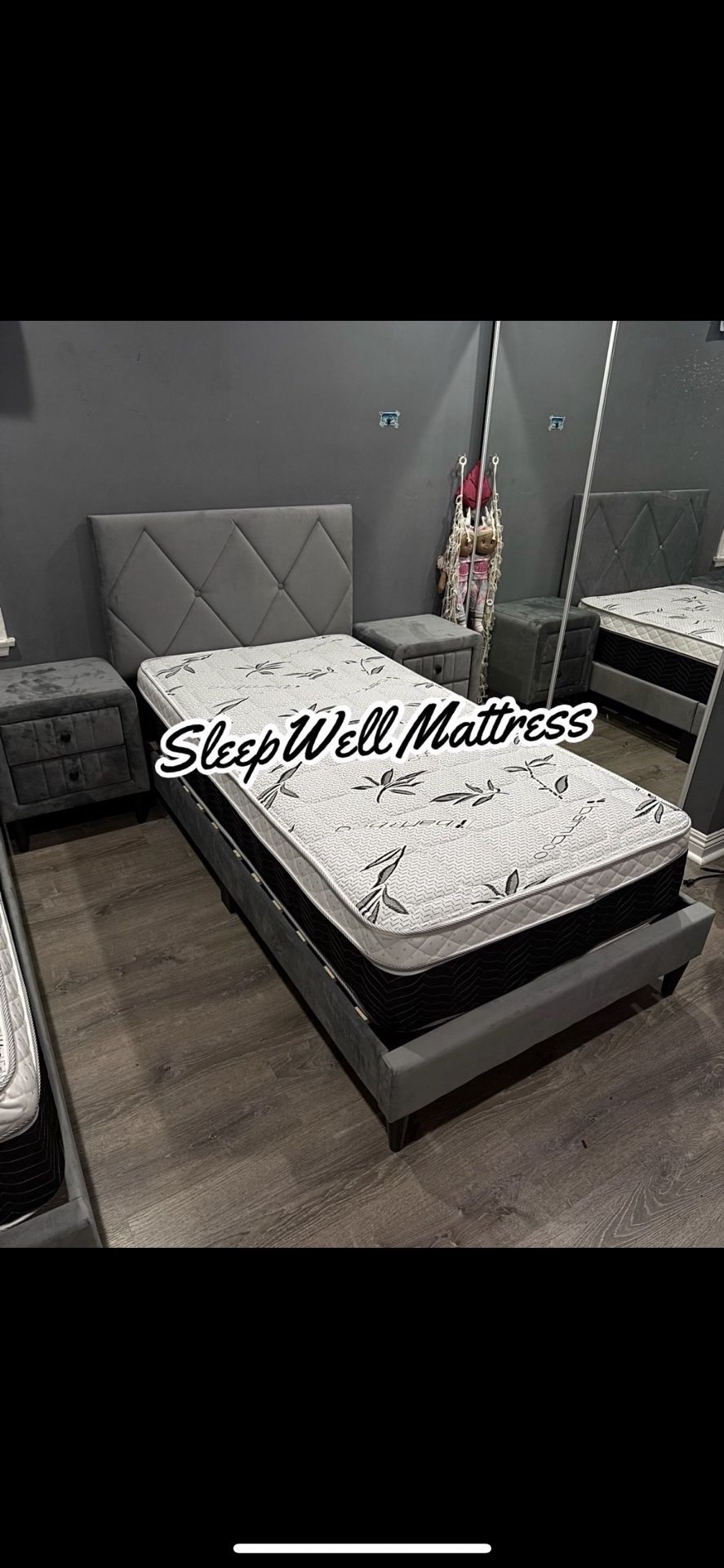 Twin Size Bed Frame With Pillow Top Mattress Included