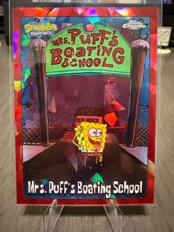 2025 Topps Chrome SpongeBob Ms. Puff’s Boating School Red Sapphire 5/5 Bookend