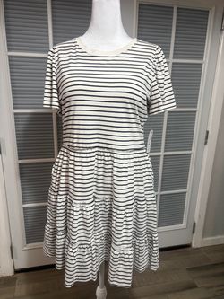 Navy Striped Tiered T-Shirt Dress