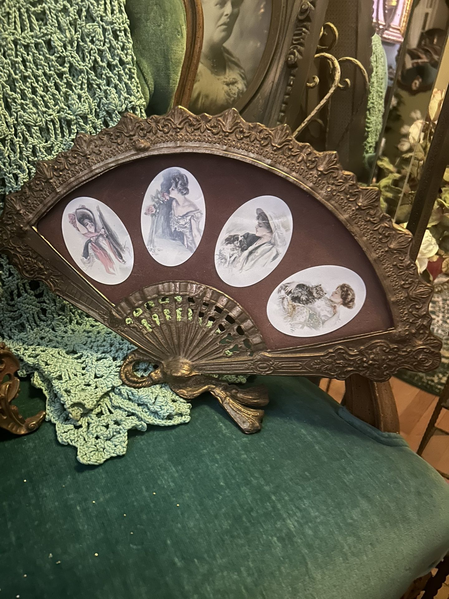 Antique Brass Fan Frame