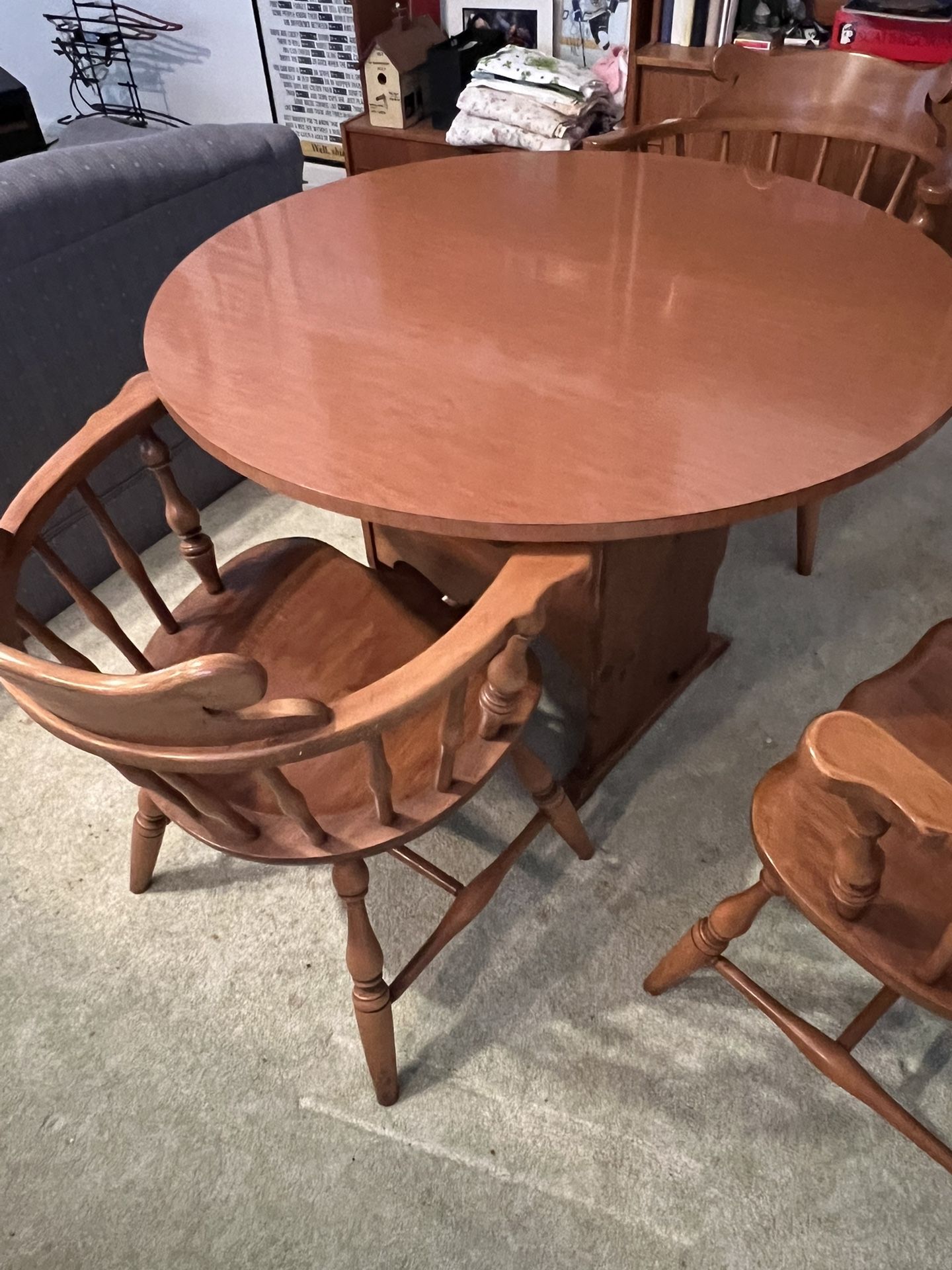 Vintage Unique One Of A Kind Solid Wood Table And 4 Chairs