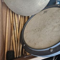 Practice Drum Cymbal And Sticks 