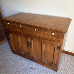 Sewing Table With Supplies 