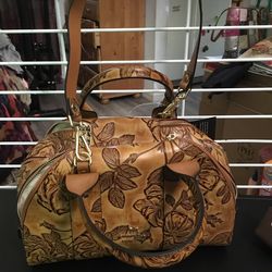 Cuoieria Fiorentina ,  Purse,  Italian Leather, Color Cognac, Measurements, B  5x12”, H 7”