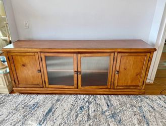 Wood TV Stand / Media Console with Glass Doors