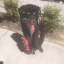 PING Craz E Lite Golf Stand Bag Dual Straps, Black/Red/ Gray