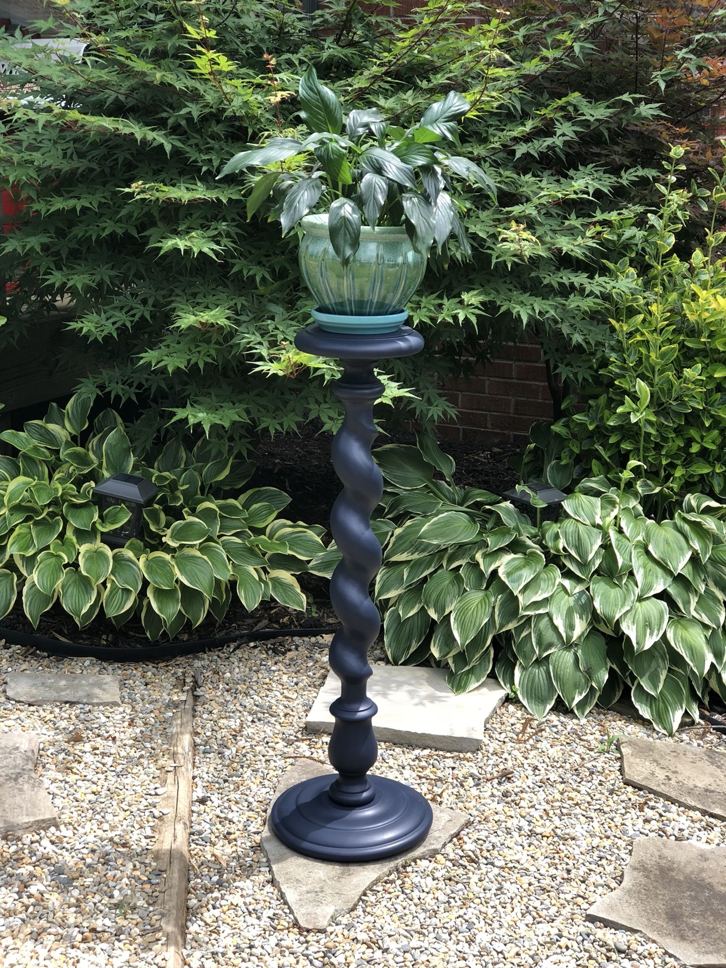 Vintage hand carved wooden plant stand made in Italy