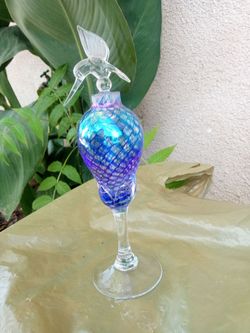 Blue glass perfume bottle