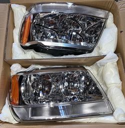 1999 To 2004 Jeep Grand Cherokee Headlights OE Style Chrome Amber