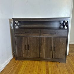 New 47" Modern Farmhouse Sideboard Buffet Cabinet, Wood Buffet Storage Cabinet with Drawers & Shelve