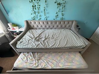 Gray Upholstered Daybed with Pull-Out Trundle - $699 Retail