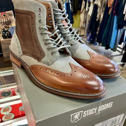 Stacy Adams Finnegan Wingtip Lace Up Boot Size 8 M