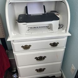 White Solid Wood Secretary Desk With Drawers
