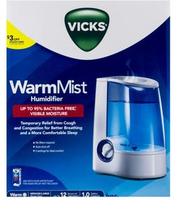 Humidifier Vicks V745A Warm Visible Mist Auto Shut Off Dual Settings White